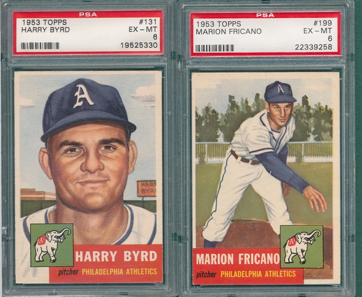 1953 Topps #131 Byrd & #199 Fricano, Lot of (2) PSA 6