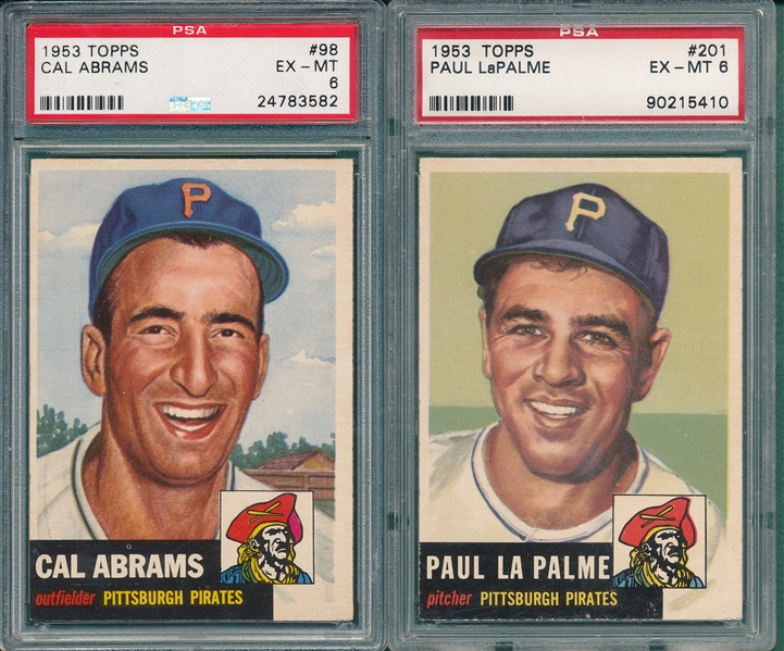 1953 Topps #98 Abrams & #201 LePalme, Lot of (2) PSA 6
