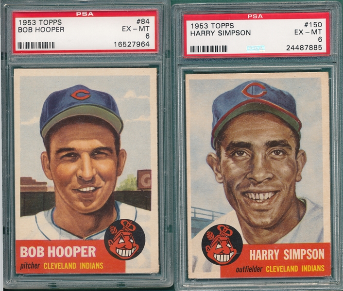1953 Topps #84 Hooper & #150 Simpson, Lot of (2) PSA 6