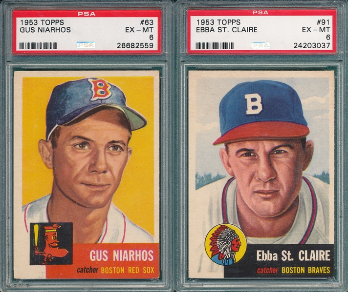 1953 Topps #63 Niarhos & #91 St. Claire, Lot of (2) PSA 6