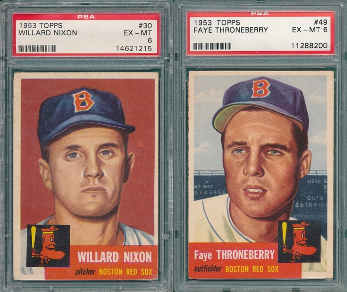 1953 Topps #30 Nixon & #49 Throneberry, Lot of (2) PSA 6