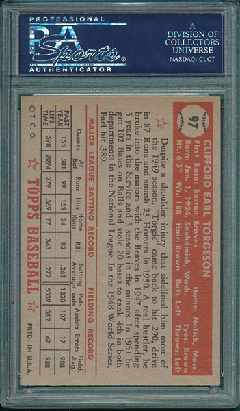 1952 Topps #97 Earl Torgeson PSA 7