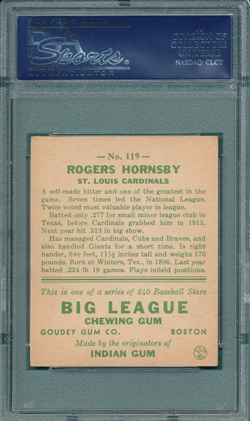 1933 Goudey #119 Rogers Hornsby PSA 4