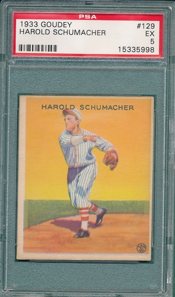 1933 Goudey #129 Harold Schumacher PSA 5