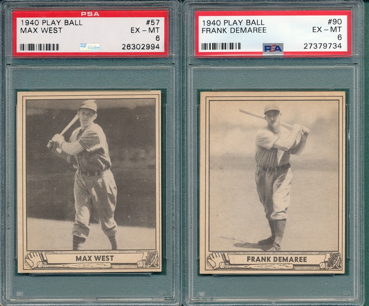 1940 Play Ball #57 West & #90 Demaree, Lot of (2) PSA 6