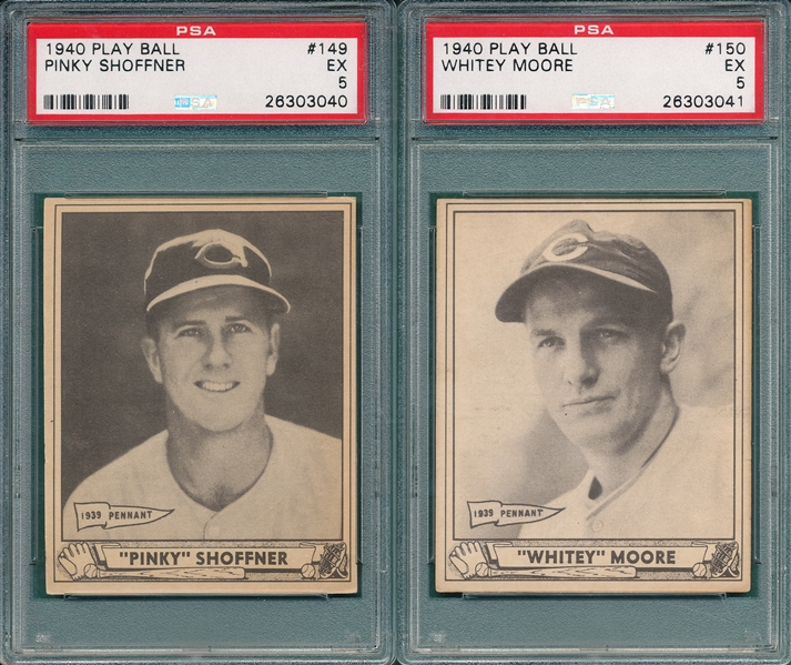 1940 Play Ball #150 Moore & #149 Shoffner, Lot of (2) PSA 5