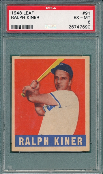 1948 Leaf #91 Ralph Kiner PSA 6 *Rookie*