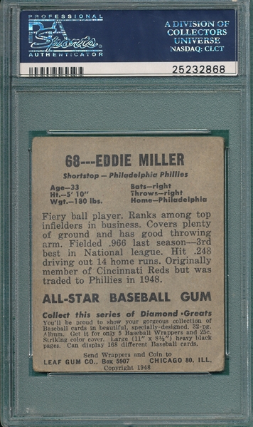 1948 Leaf #68 Ed Miller PSA 3 *SP*