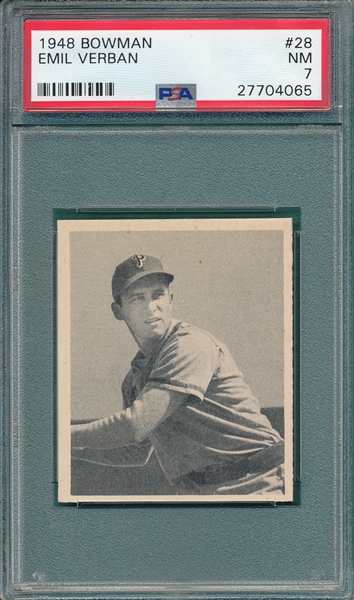 1948 Bowman #28 Emil Verban PSA 7 *SP*