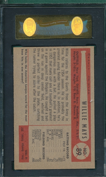 1954 Bowman #89 Willie Mays SGC 50