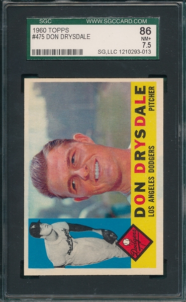 1960 Topps #475 Don Drysdale SGC 86