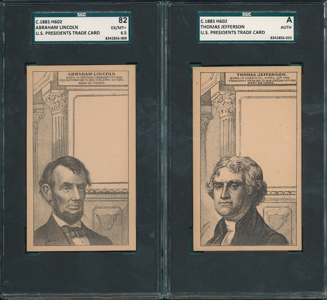 1885 H602 US Presidents Jefferson & Lincoln, Lot of (2) SGC