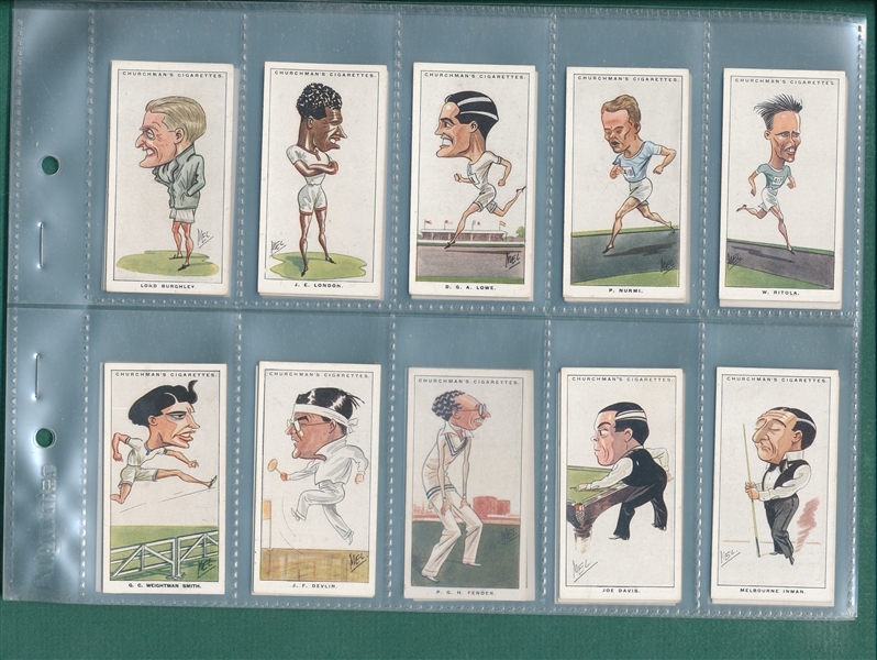 1928 Churchman's Men Of The Moment Partial Set (44/50) W/ Tunney & Dempsey