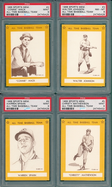 1968 Sports Memorabilia All Time Baseball Team Complete Set (15) PSA