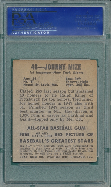 1948 Leaf #46 Johnny Mize PSA 5