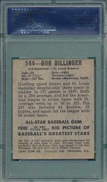 1948 Leaf #144 Bob Dillinger PSA 3 *SP*