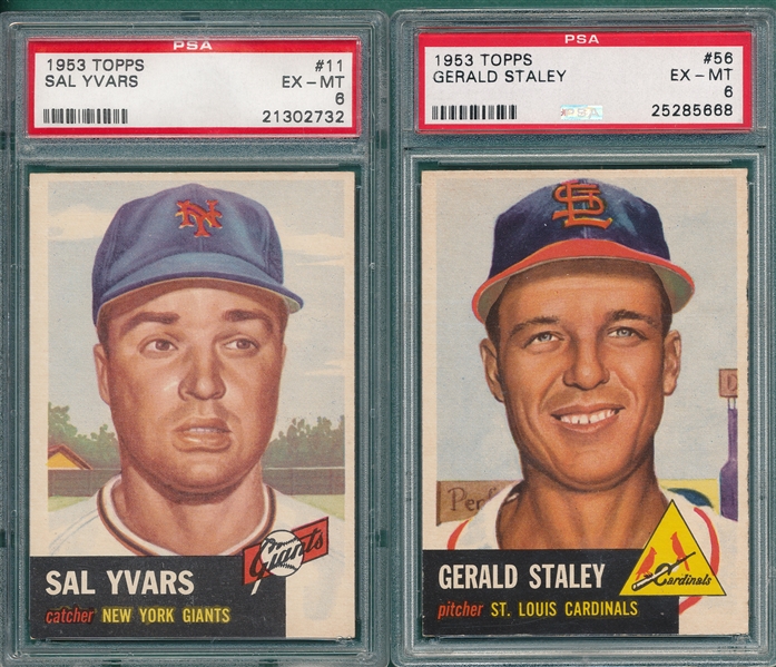 1953 Topps #11 Yvars & #56 Staley, Lot of (2) PSA 6