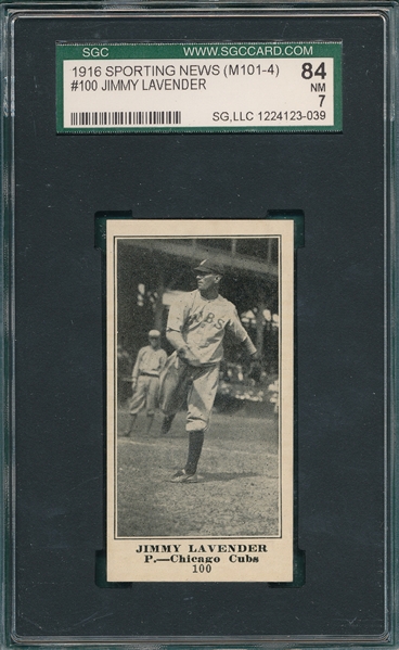 1916 M101-4 #100 Jimmy Lavender, Sporting News SGC 84