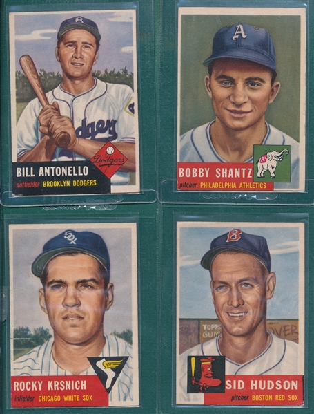 1953 Topps Lot of (10) Short Printed High Numbers W/ #272 Antonello