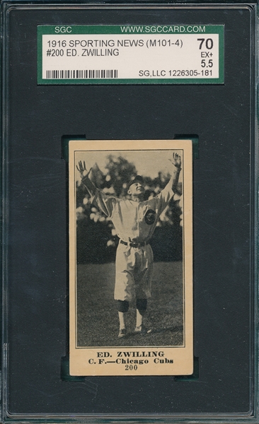 1916 M101-4 #200 Ed Zwilling Sporting News SGC 70 *Blank Back* 