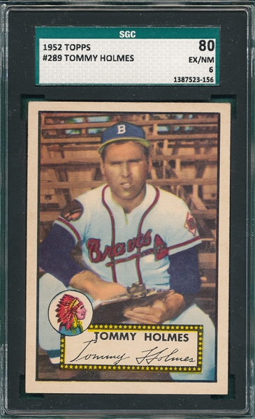 1952 Topps #289 Tommy Holmes SGC 80