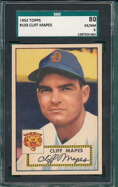 1952 Topps #103 Cliff Mapes SGC 80