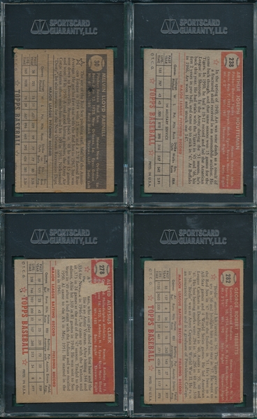 1952 Topps Lot of (4) W/ #30 Parnell SGC 20