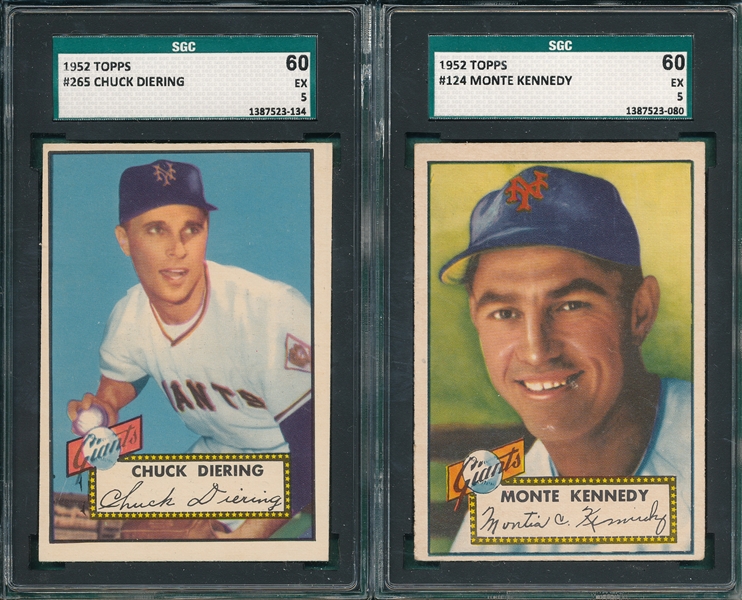 1952 Topps #124 Kennedy & #265 Diering, Lot of (2) SGC 60