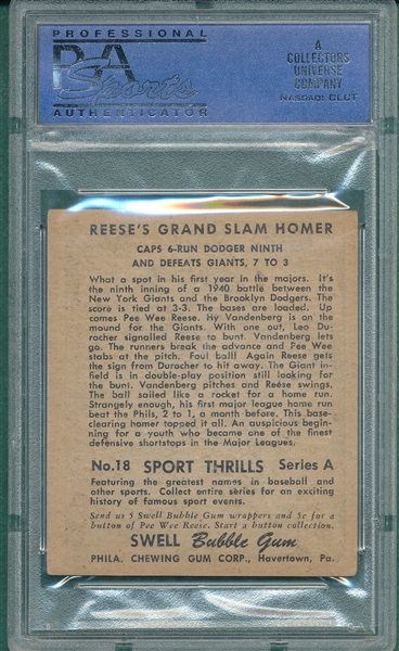 1948 Swell Sport Thrill #18 Pee Wee Reese PSA 5