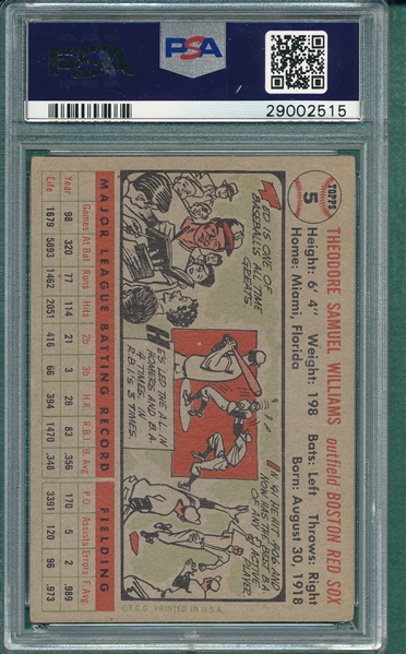 1956 Topps #5 Ted Williams PSA 4 *Gray Back*