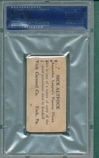 1927 E210-1 #40 Nick Altrock York Caramels PSA 2