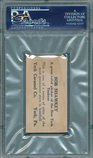 1927 E210-1 #59 Bob Shawkey York Caramels PSA 2