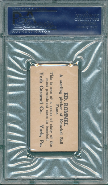 1927 E210-1 #55 Ed Rommel York Caramels PSA 3