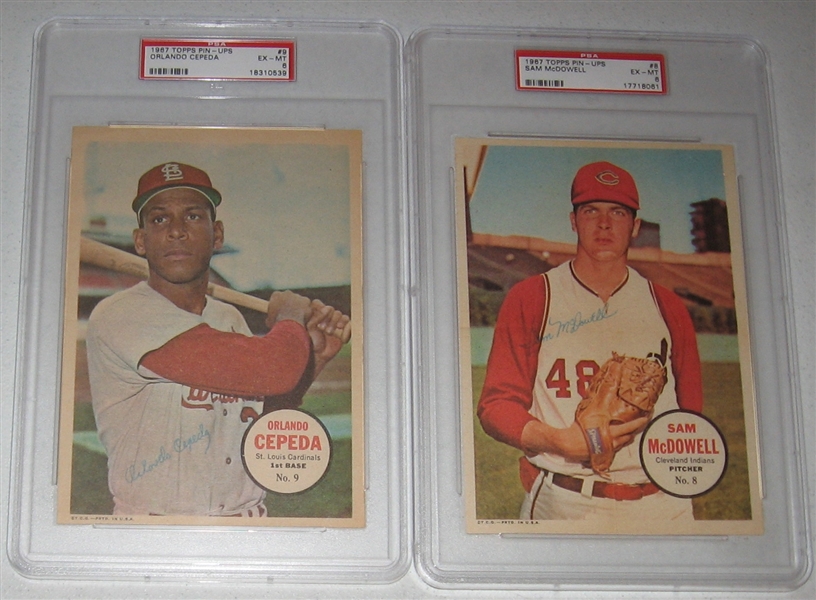 1967 Topps Pin-Ups #8 McDowell and #9 Cepeda, Lot of (2), PSA 6