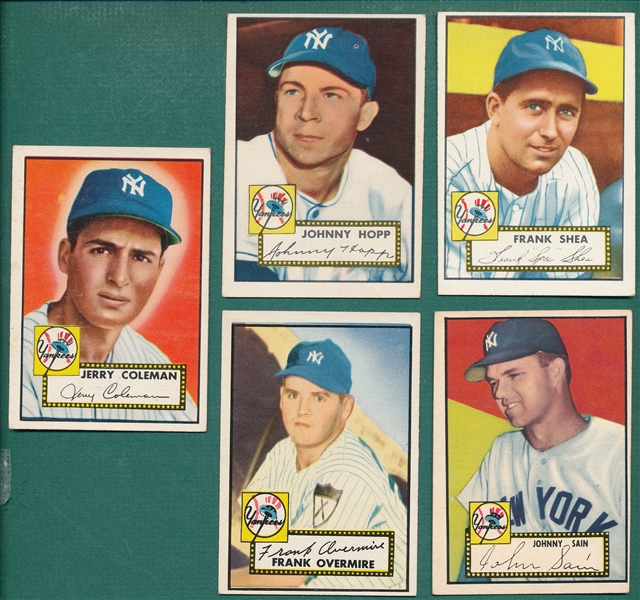 1952 Topps Lot of (5) Yankees W/ Coleman