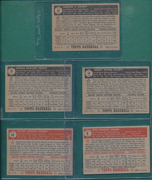 1952 Topps Lot of (11) Low Numbers W/ Marsh