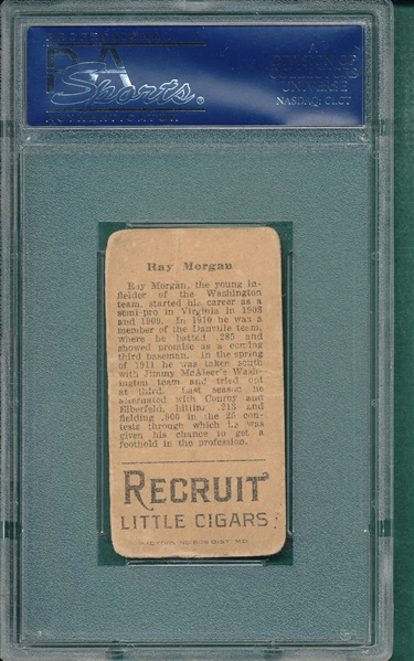 1912 T207 Morgan, Ray, Recruit Little Cigars PSA 1