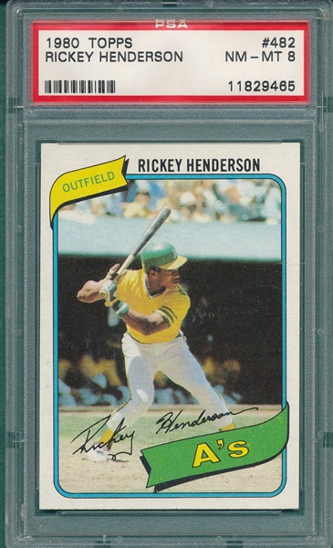 1980 Topps #482 Rickey Henderson PSA 8 *Rookie*