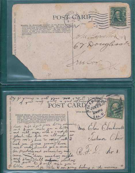 1907 Dietsche Detroit Tigers Postcards Lot of (4) W/ Jennings