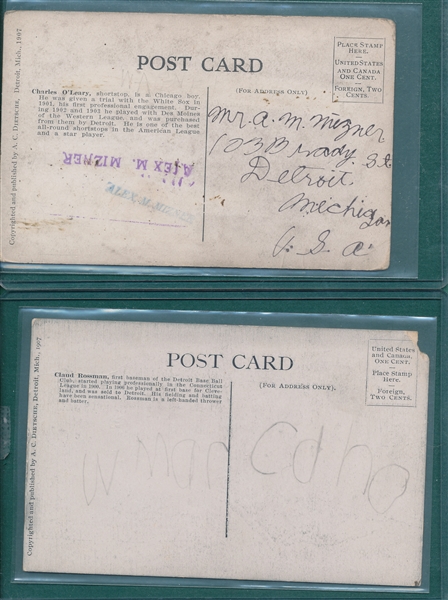 1907 Dietsche Detroit Tigers Postcards Lot of (4) W/ Jennings