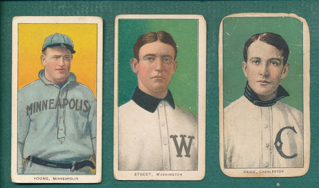 1909-1911 T206 Paige (SLer), Street and Young, Lot of (3) 
