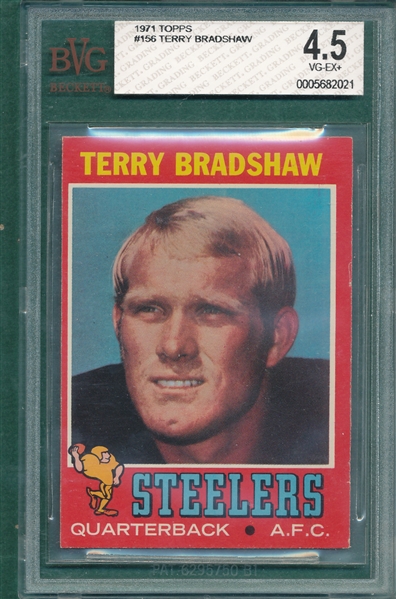 1971 Topps FB #156 Terry Bradshaw BVG 4.5 *Rookie*