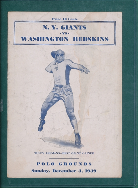 1939 Giants/Redskins & 1952 San Francisco 49ers/Broncos, Preseason, Football Programs, Lot of (2)