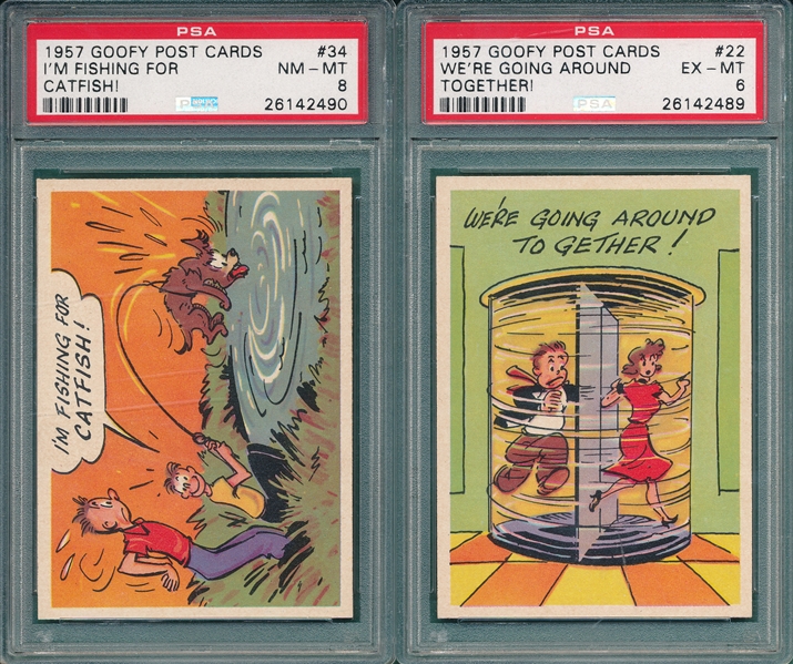 1957 Goofy Post Cards Lot of (10) W/ #34 PSA 8