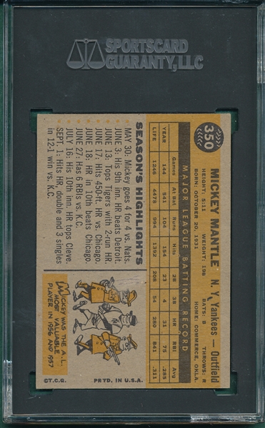 1960 Topps Mickey Mantle SGC 35 *Presents Much Better*