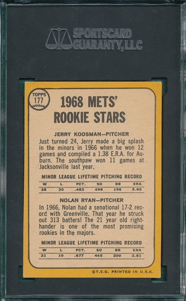 1968 Topps #177 Nolan Ryan SGC 60 *Rookie*