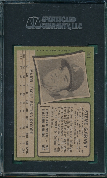 1971 Topps #341 Steve Garvey SGC 88 *Rookie*