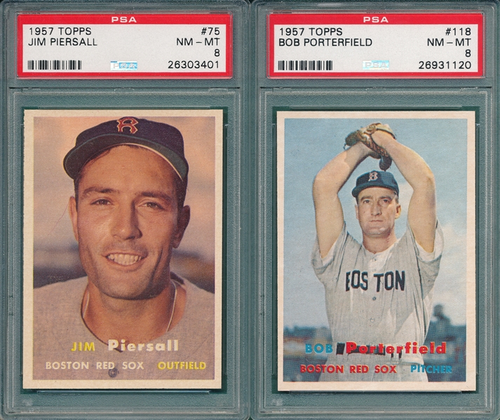 1957 Topps #75 Piersall & #118 Porterfield, Red Sox, Lot of (2) PSA 8