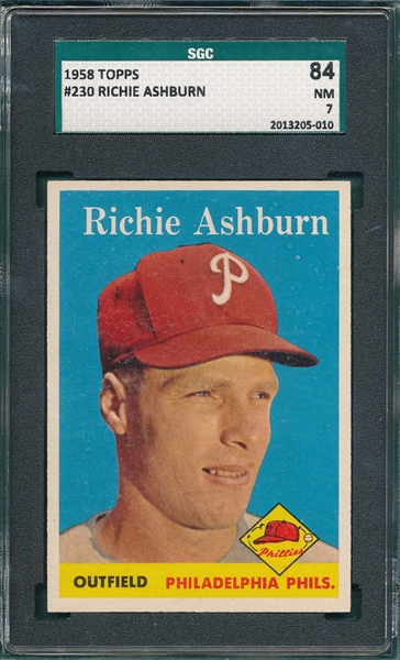 1958 Topps #230 Richie Ashburn SGC 84