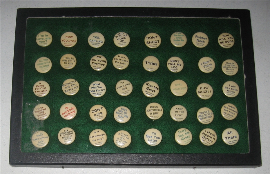 1910s Lot of (40) Pinbacks with Fun Sayings, High Admiral Cigarettes